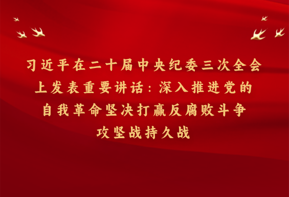 習(xí)近平在二十屆中央紀(jì)委三次全會上發(fā)表重要講話：深入推進(jìn)黨的自我革命 堅決打贏反腐敗斗爭攻堅戰(zhàn)持久戰(zhàn)